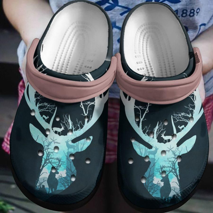 Hunting Deer Printed Gift For Lover Rubber clog Crocs Shoes