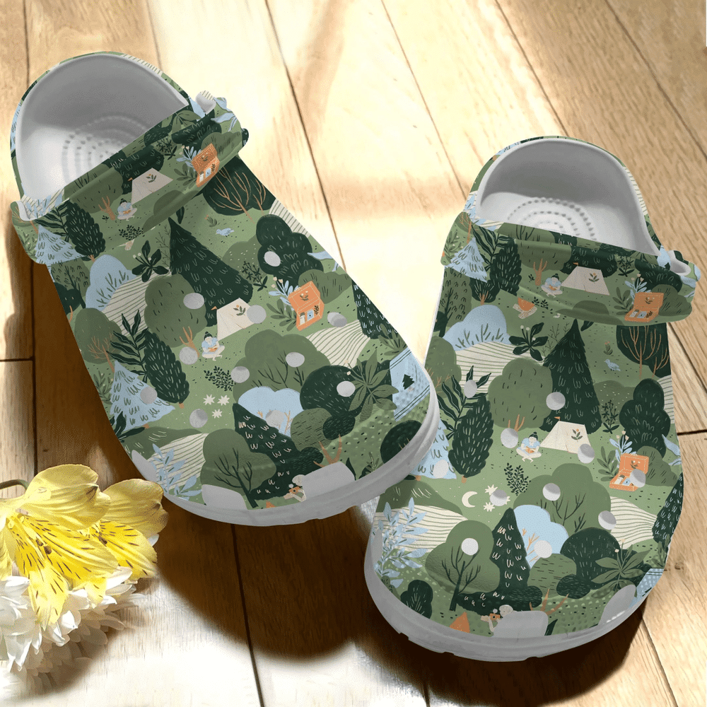 Camping Life Collection Tropical Forest Gift For Lover Rubber clog Crocs Shoes