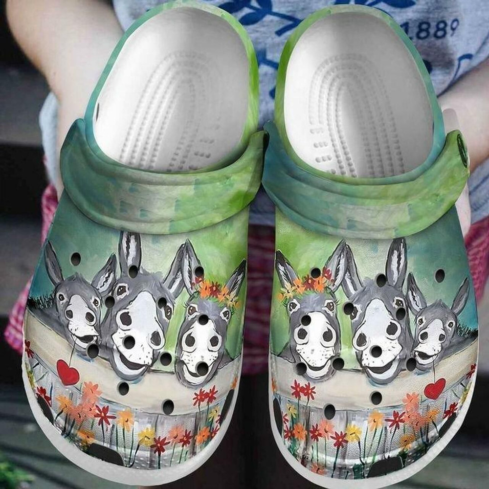 Funny Donkey Flower Personalized 102 Gift For Lover Rubber clog Crocs Shoes