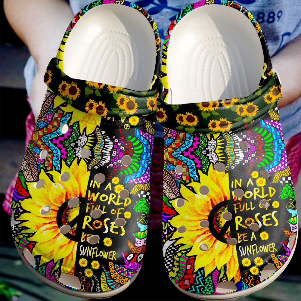 Be A Sunflower Hippie Gift For Lover Rubber clog Crocs Shoes