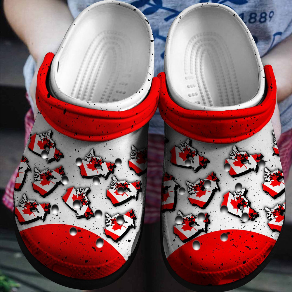 Canada Flag In Map For Men And Women Gift For Fan Classic Water Rubber clog Crocs Shoes