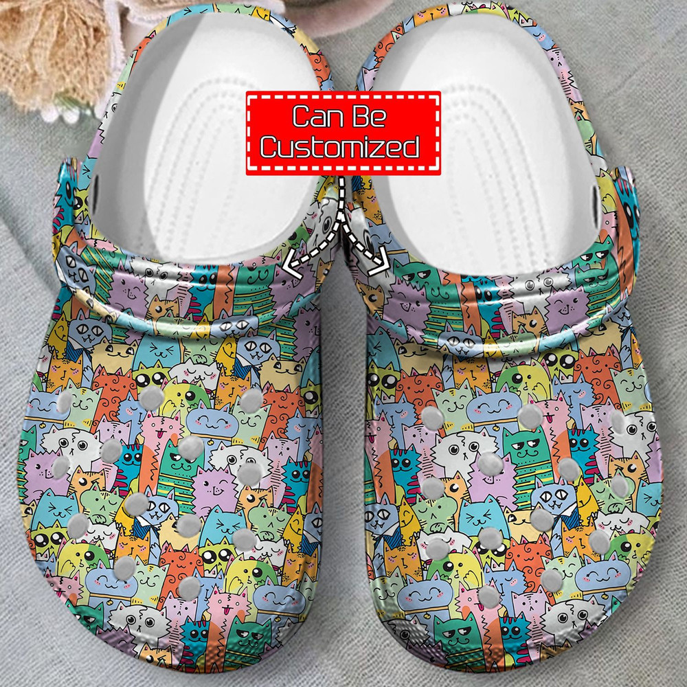 Cat - Kawaii Doodle Cats Clog Crocs Shoes For Men And Women