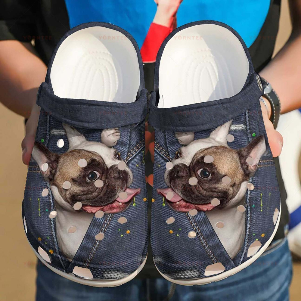 Boston Terrier In Pocket Fashion Gift For Lover Rubber clog Crocs Shoes