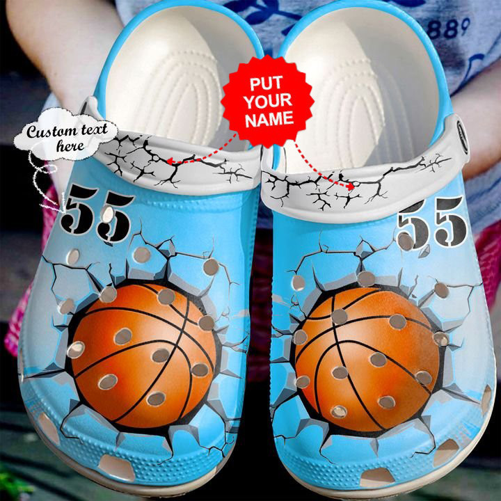 Basketball - Basketball Crack Personalized Name Number Clog Crocs Shoes For Men And Women