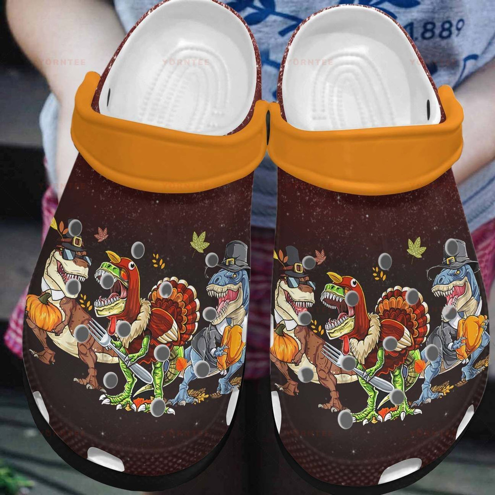 Dinosaur Turkey Dino Gift For Lover Rubber clog Crocs Shoes