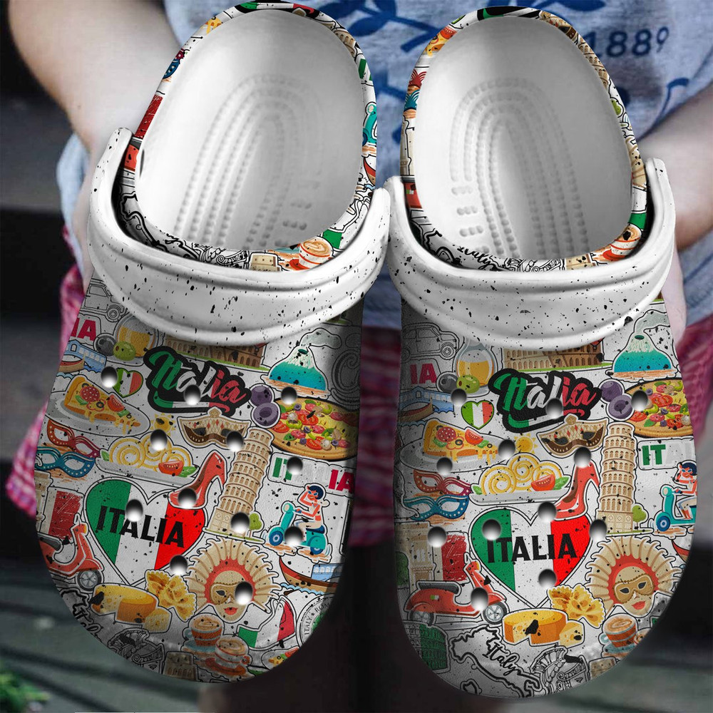 Italian Symbols For Men And Women Gift For Fan Classic Water Rubber clog Crocs Shoes