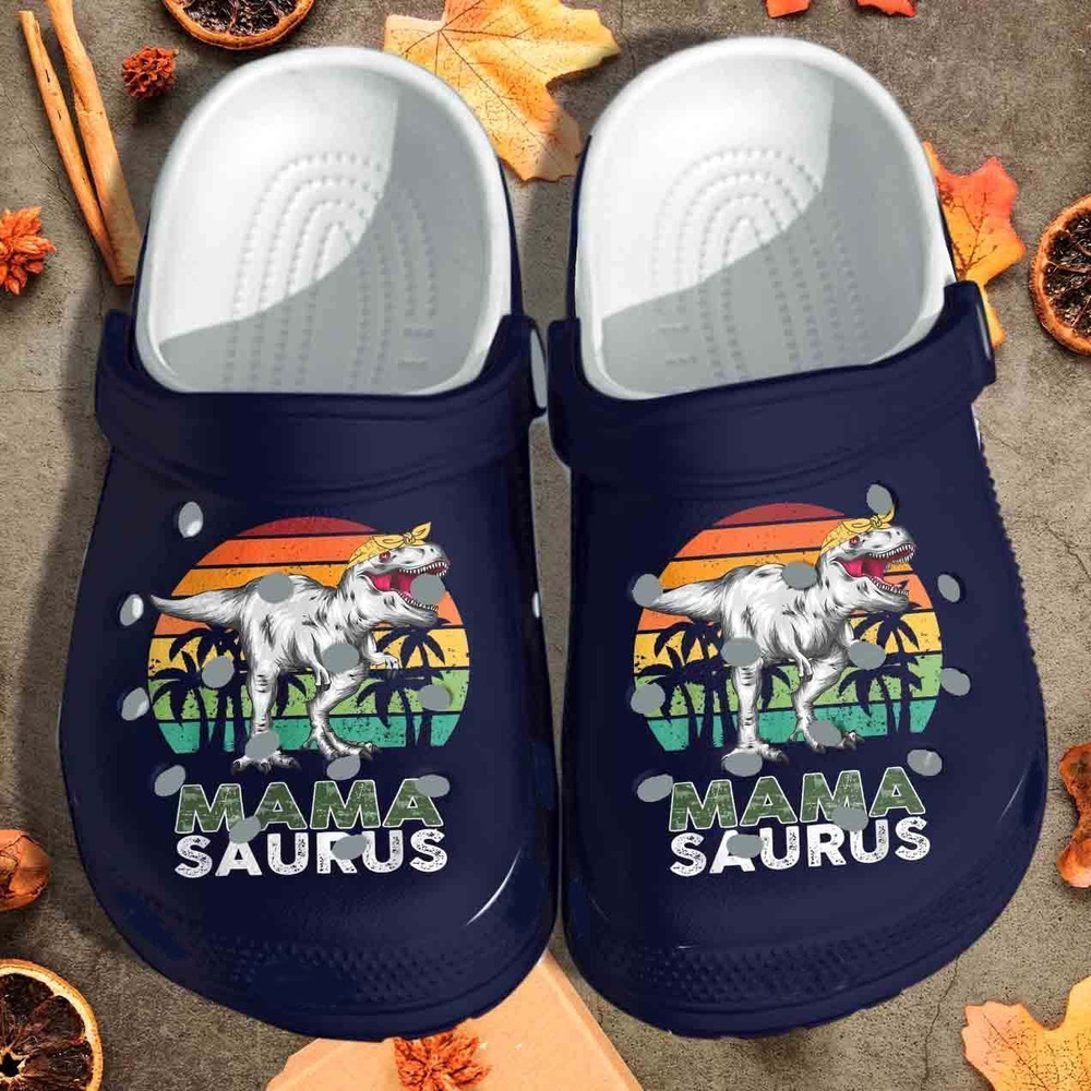 Mama Saurus Gift For Lover Rubber clog Crocs Shoes