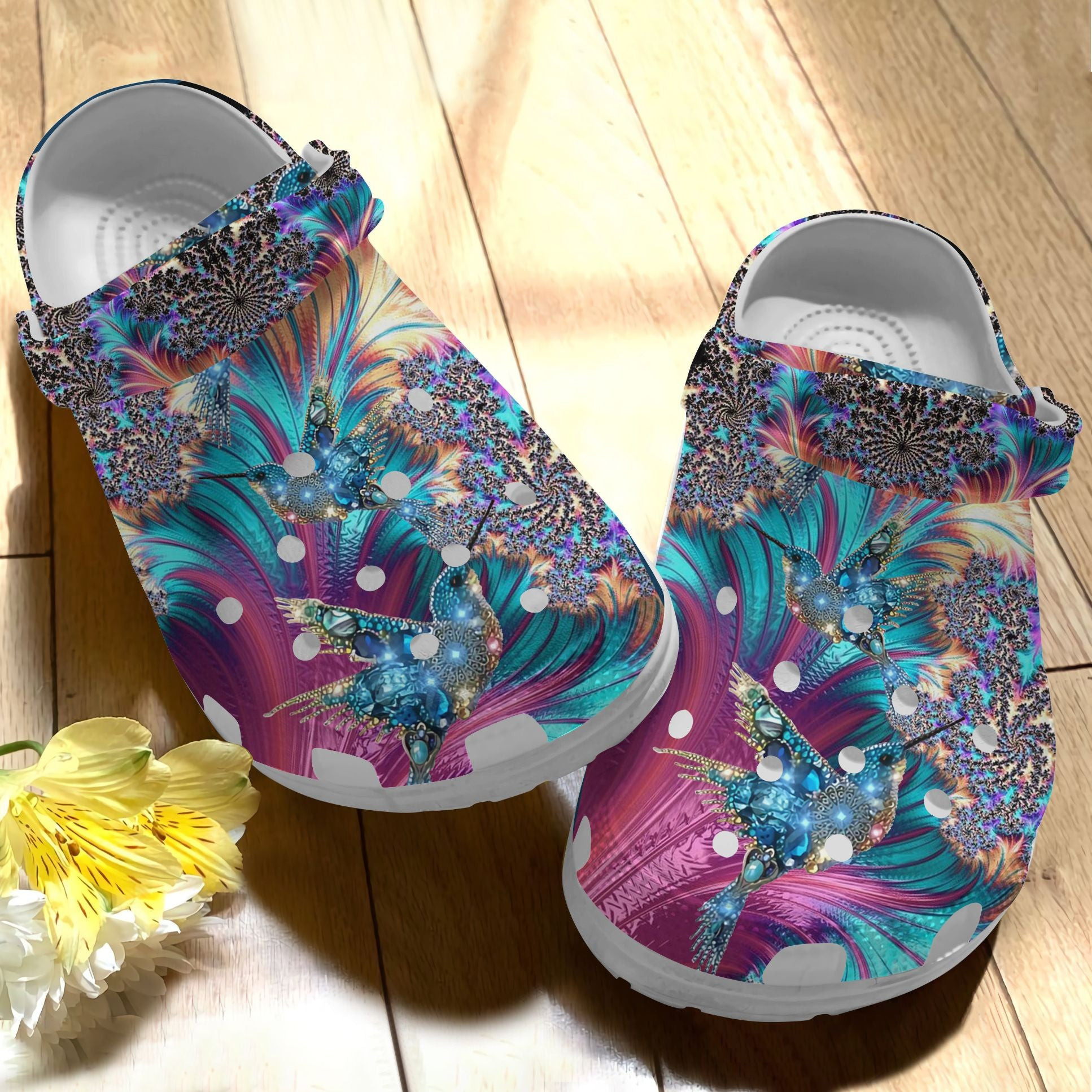 Hippie Hummingbird Shoe Custom Crocs Clog Shoes Birthday Gift For Women Girl