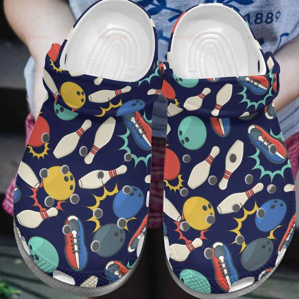 Bowling Fashion Style Gift For Lover Rubber clog Crocs Shoes