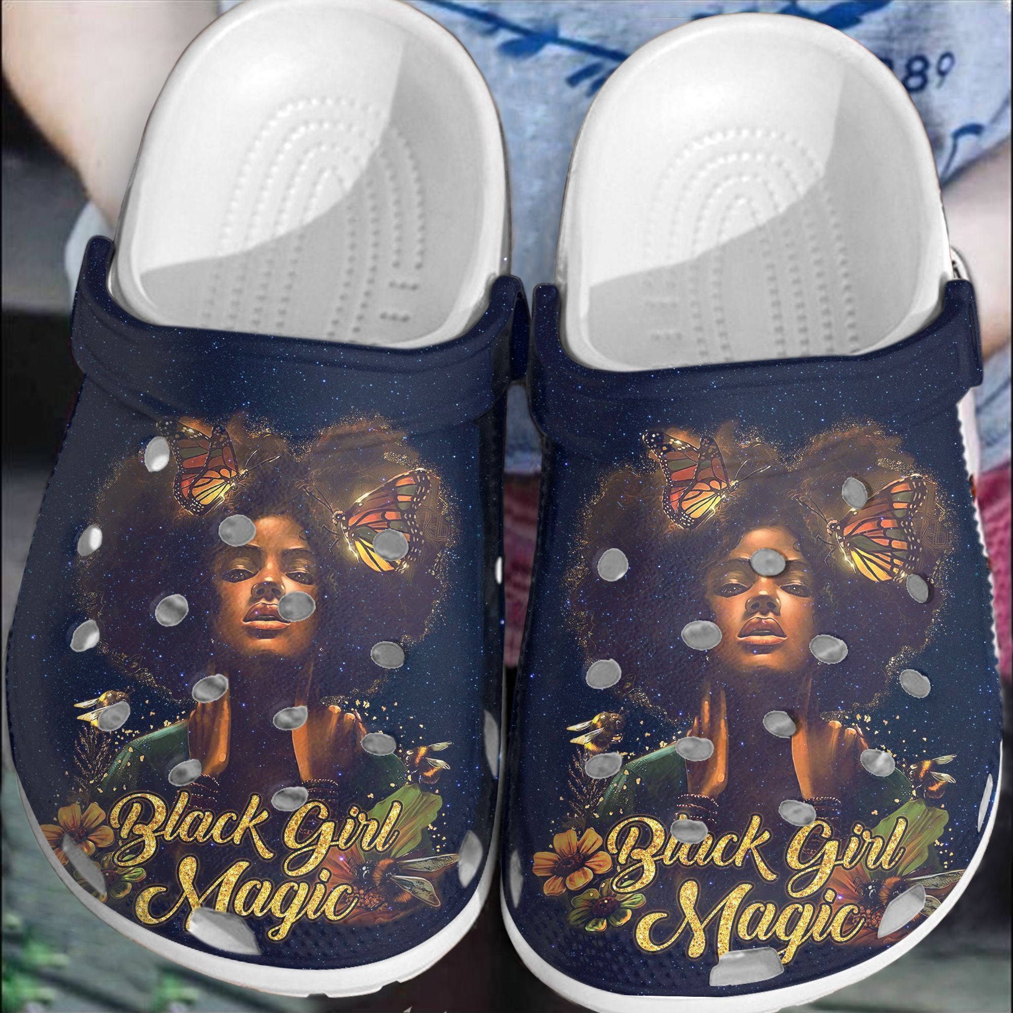 Black Girl Magic Butterfly Lover Crocs Clog Shoes - Black Pride Black Beauty Custom Shoe Birthday Gift For Women Girl