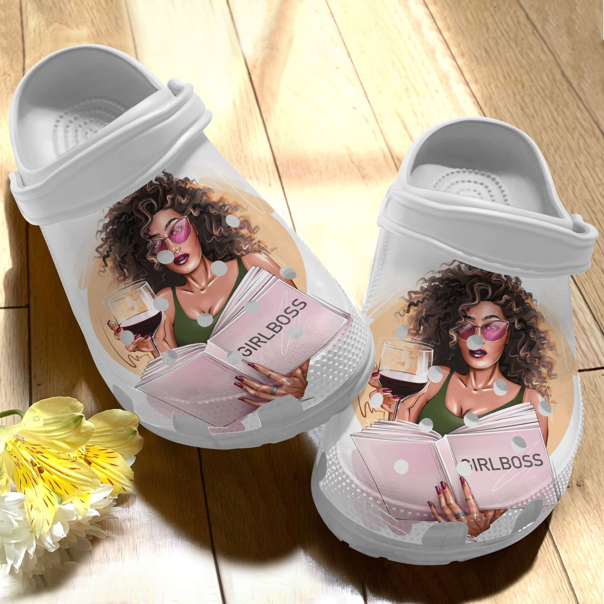 Black Girl Loves Book And Wine Shoe - Book Girl Wine Outdoor Crocs Clog Shoes Birthday Gift For Women Girl Mother