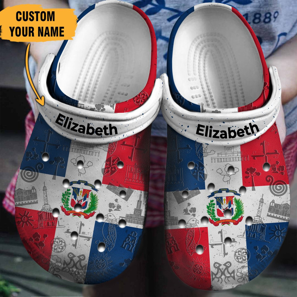 Dominican Flag Gift For Fan Classic Water Rubber clog Crocs Shoes