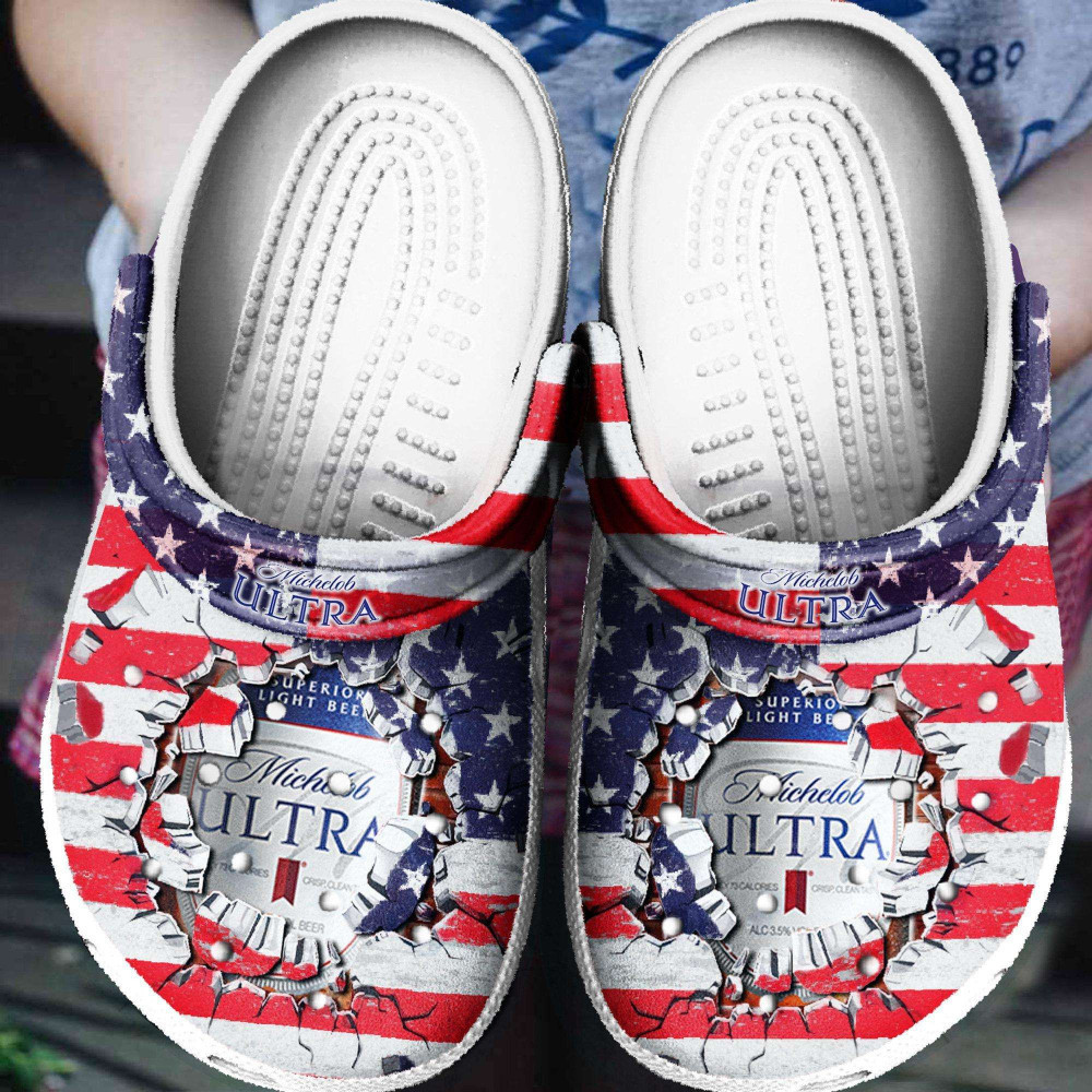 American Flag And Michelob Ultra Rubber clog Crocs Shoes