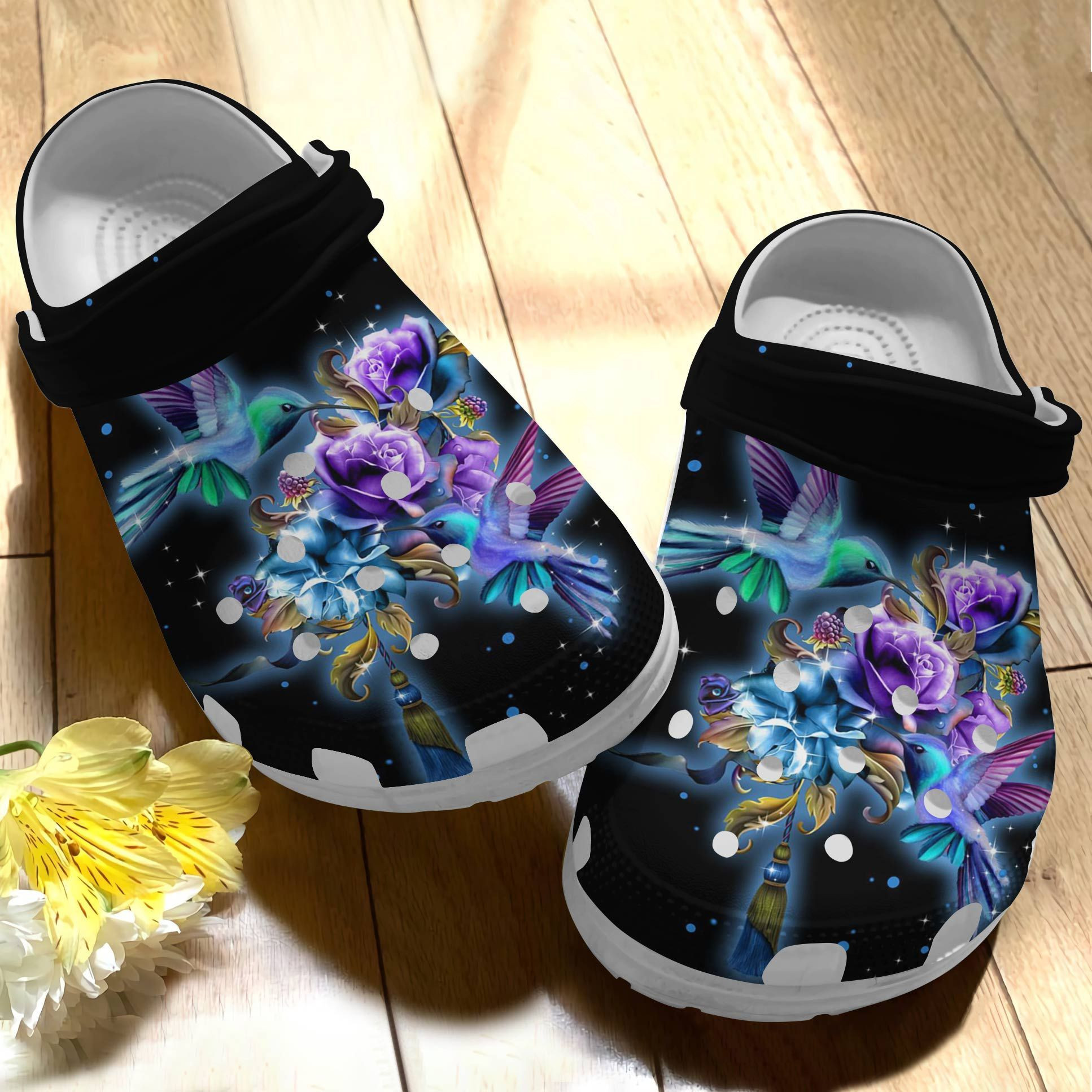 Magical Flowers With Hummingbird Custom Shoe Birthday Gift For Women Girl Grandma Mother Daughter Sister Crocs Clog Shoes