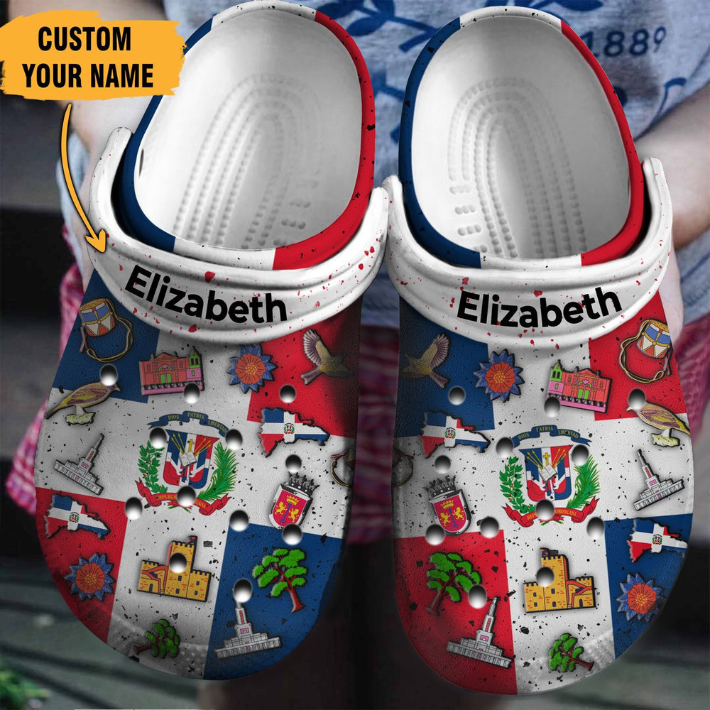 Dominican Flag Symbols Gift For Fan Classic Water Rubber clog Crocs Shoes