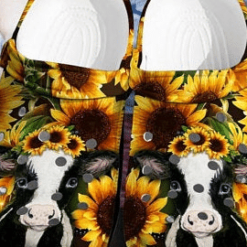 Customize Cow Crocs Clog Shoes - Sunflower Cow Farm Outdoor Crocs Clog Shoes