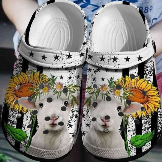 Goat Sunflower Gift For Lover Rubber clog Crocs Shoes