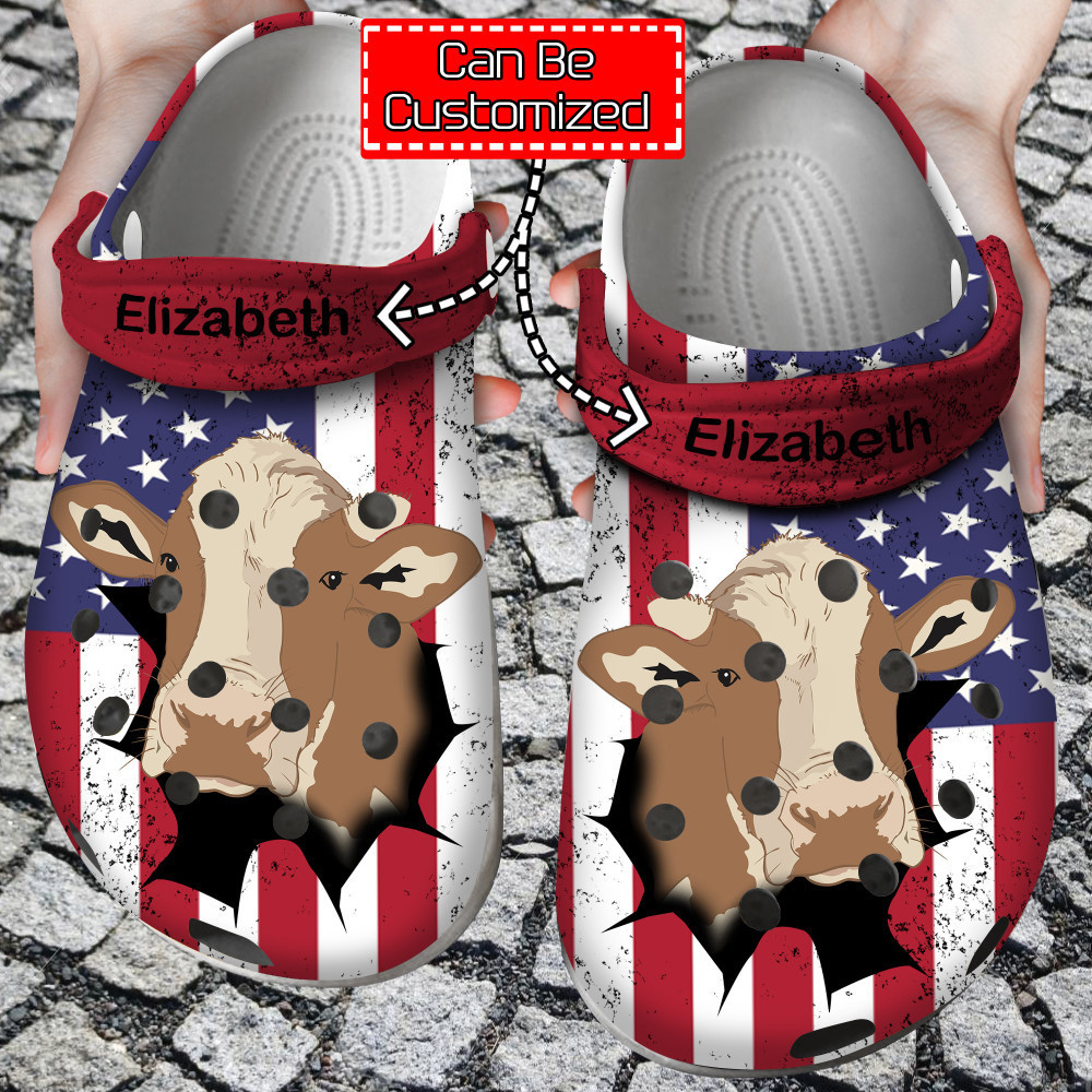 Animal - Patriotic Cow Inside Me Personalized Clogs Crocs Shoes For Men And Women
