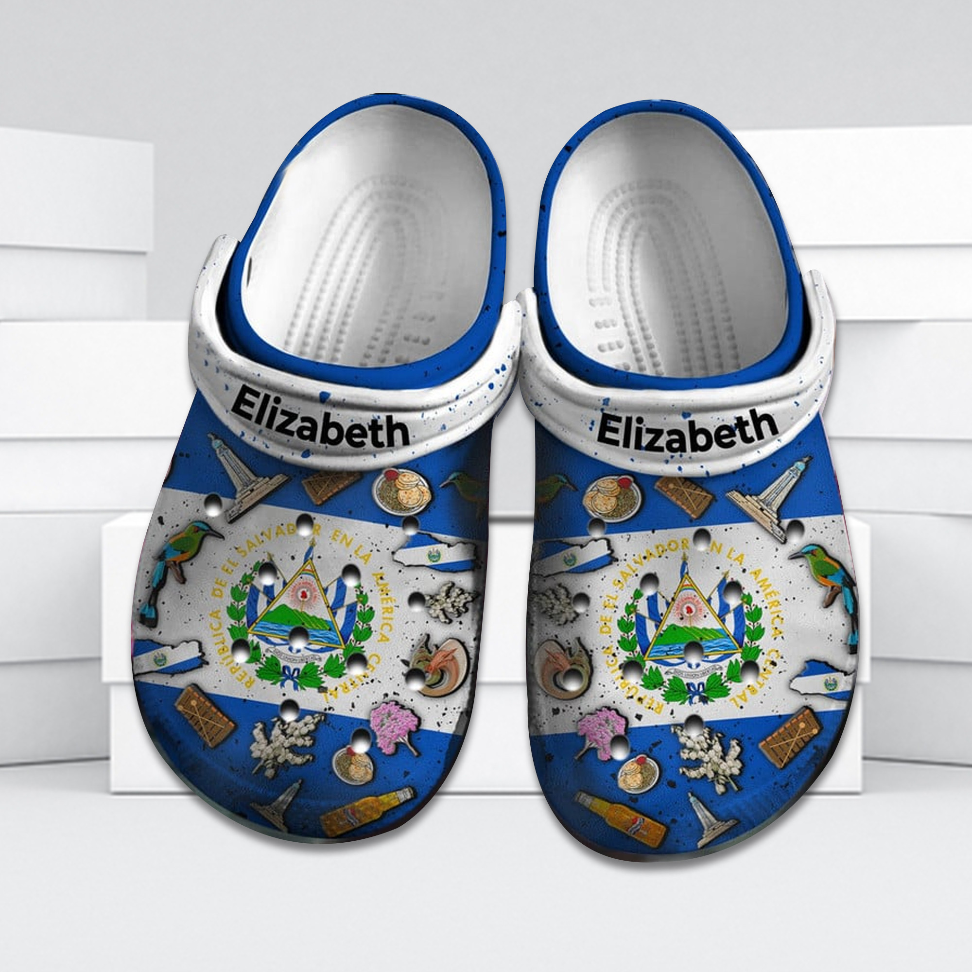 El Salvador Flag Symbols Gift For Fan Classic Water Rubber clog Crocs Shoes