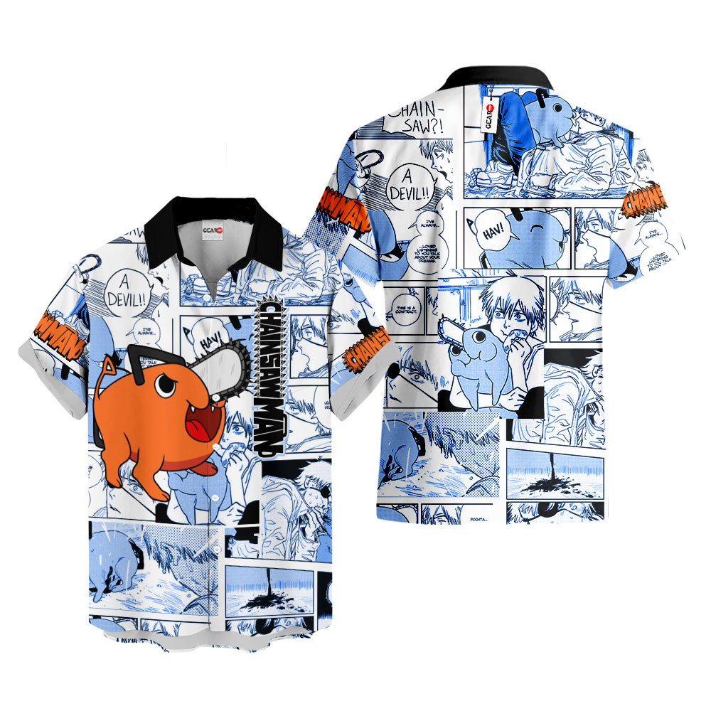 Pochita Hawaiian Shirts Custom Anime Merch Clothes for Men Women