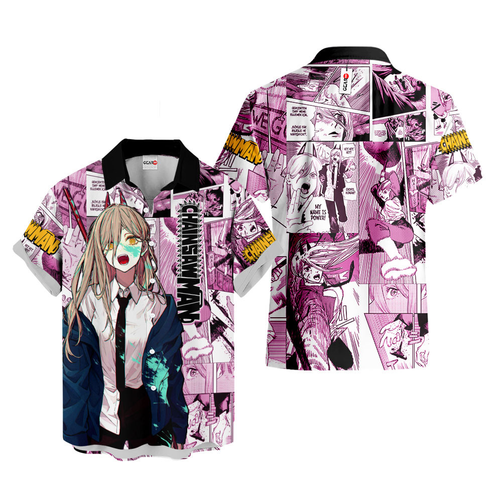 Power Hawaiian Shirts Custom Anime Merch Clothes for Men Women