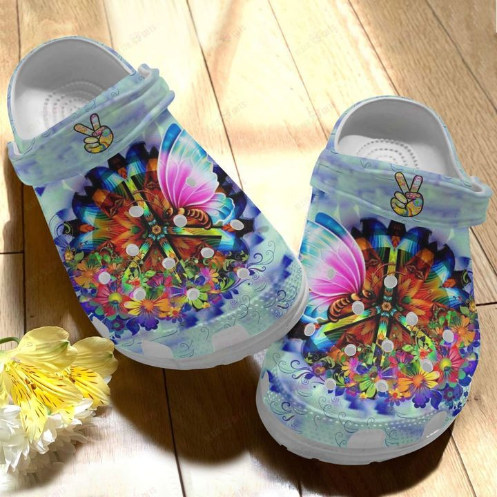 Hippie White Sole Happy Day Crocs Classic Clogs Shoes