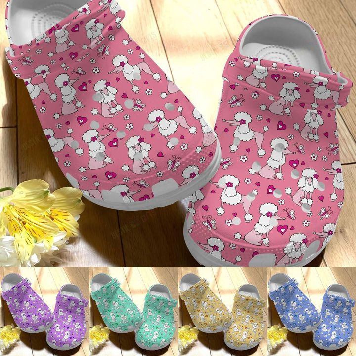 Poodle White Sole Cute Poodles Crocs Classic Clogs Shoes