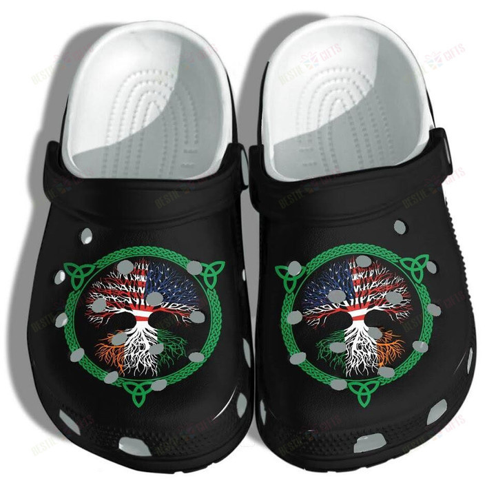 Irish American Flag Tree of Life Crocs Classic Clogs Shoes