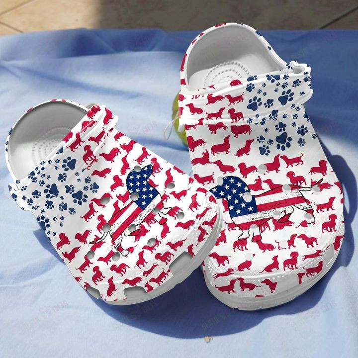 Dachshunds American Flag Crocs Classic Clogs Shoes