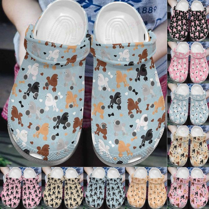 Poodle White Sole Cute Poodles Crocs Classic Clogs Shoes PANCR0476