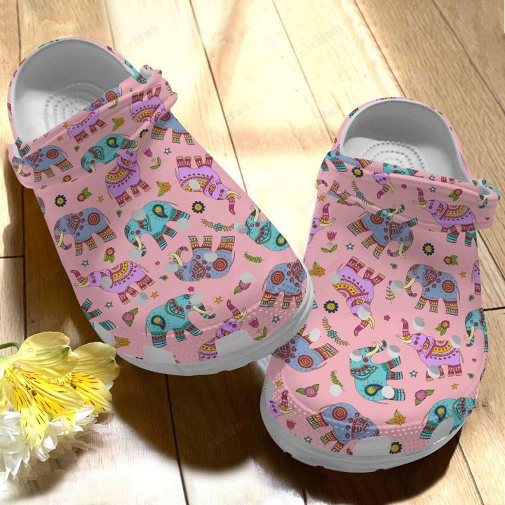 Elephant White Sole Beautiful Elephants Crocs Classic Clogs Shoes