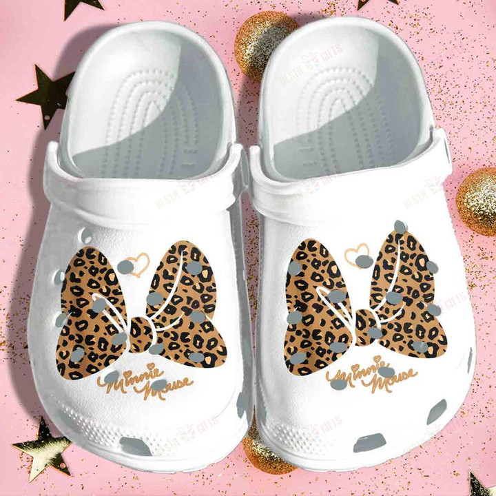 Leopard Bow Crocs Classic Clogs Shoes