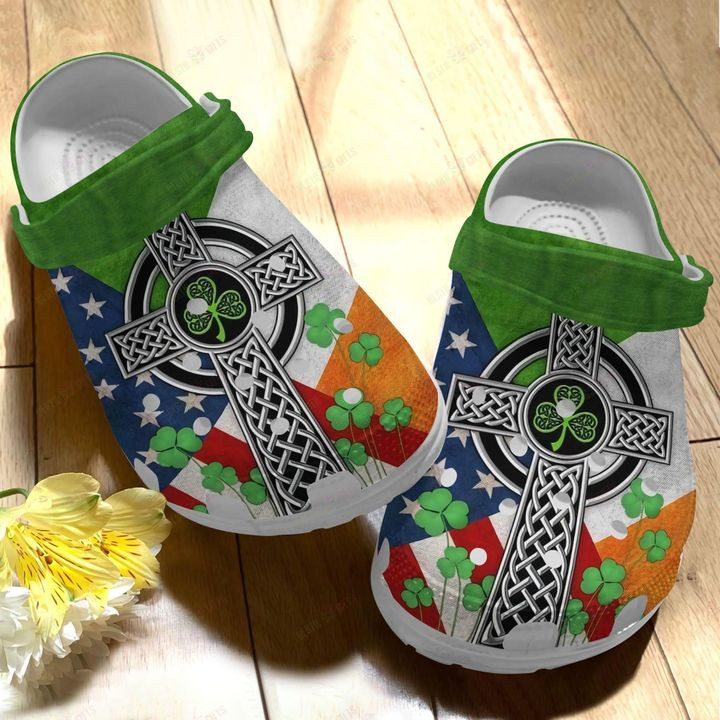 Irish White Sole Irish Flag Crocs Classic Clogs Shoes