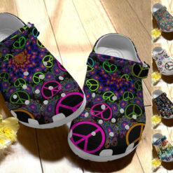 Hippie Love  Peace Pattern Crocs Classic Clogs Shoes