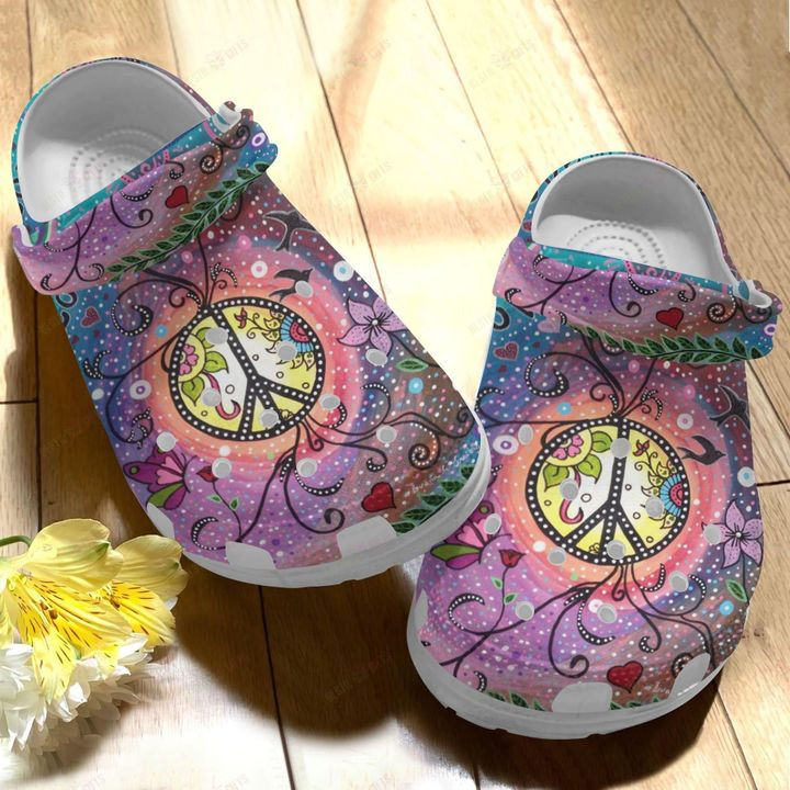 Hippie White Sole Love Crocs Classic Clogs Shoes