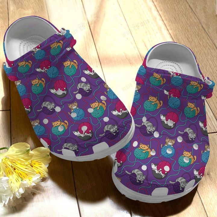 Yarn White Sole Yarn Cats Crocs Classic Clogs Shoes PANCR0395