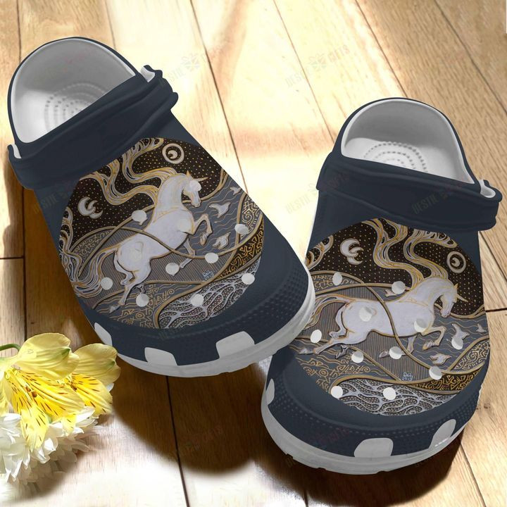 Horse White Sole Art Crocs Classic Clogs Shoes