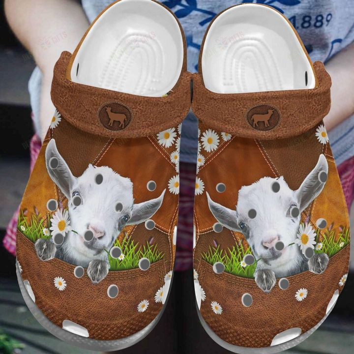 White Sole Daisy Goat Crocs Classic Clogs Shoes