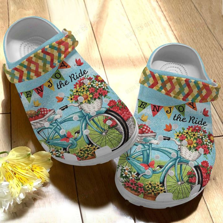 Cycling White Sole Enjoy The Ride Crocs Classic Clogs Shoes