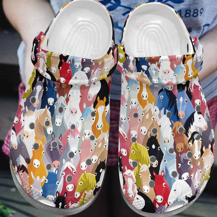 Horse White Sole Beautiful Horses V2 Crocs Classic Clogs Shoes