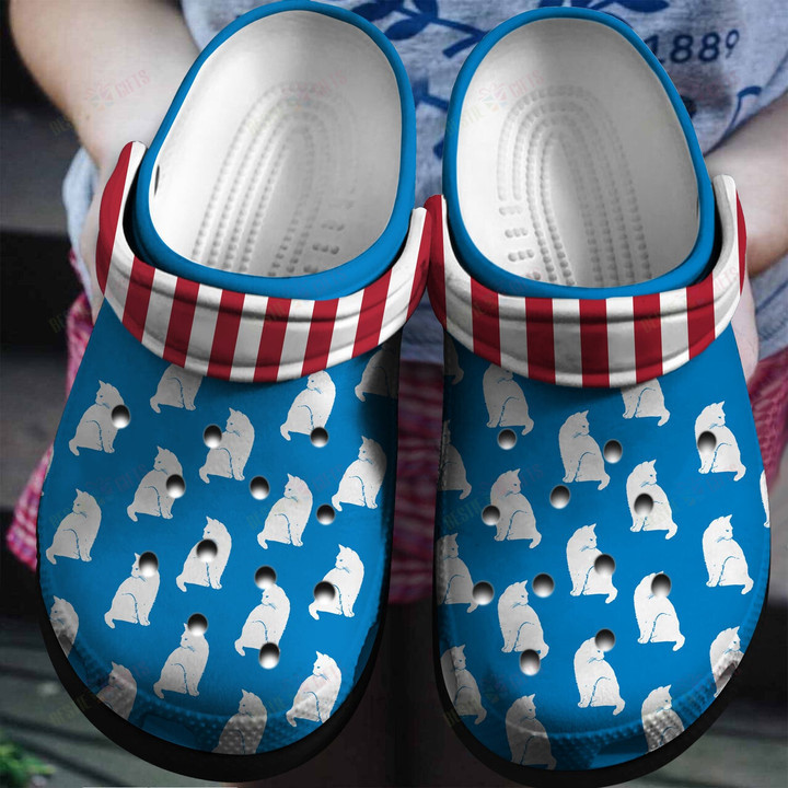 Cat With American Flag Crocs Classic Clogs Shoes