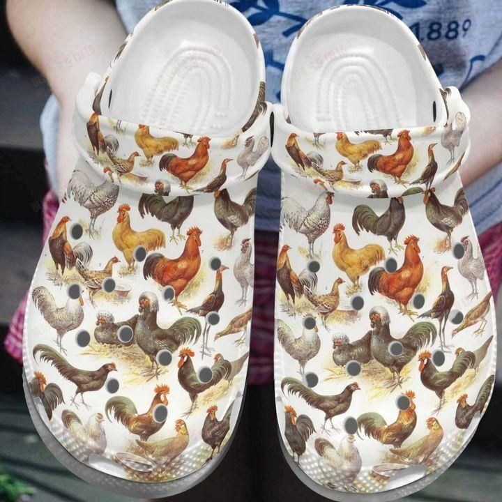 Chicken White Sole Chicken Pattern Crocs Classic Clogs Shoes