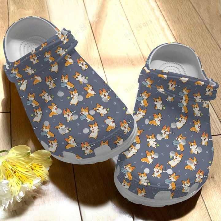 Playful Corgi Crocs Classic Clogs Shoes