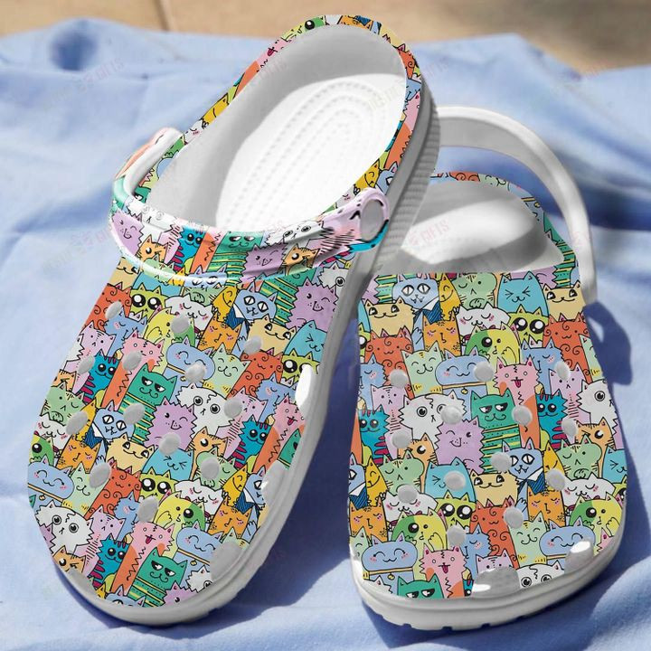 Kawaii Doodle Cats Crocs Classic Clogs Shoes