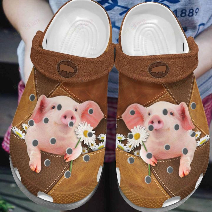 White Sole Daisy Pig Crocs Classic Clogs Shoes