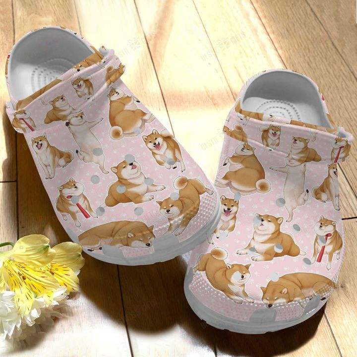 Shiba Inu White Sole Lovely Shiba Crocs Classic Clogs Shoes