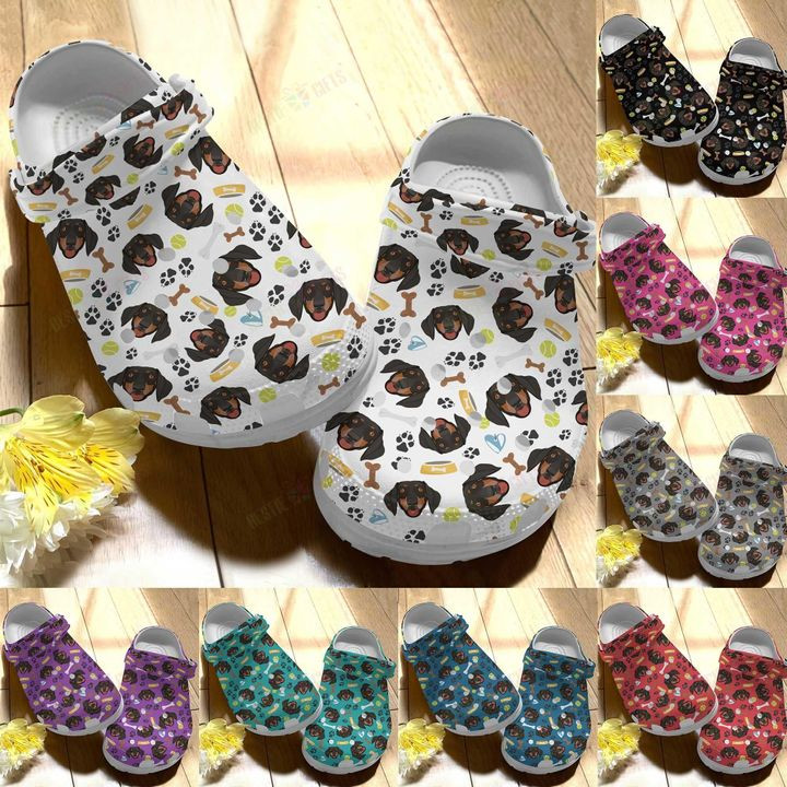 Dachshund White Sole Smiling Dachshund Crocs Classic Clogs Shoes