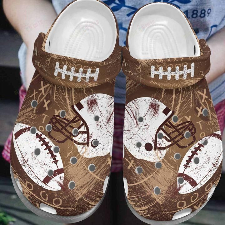 American Football White Sole  American Football Pattern Crocs Classic Clogs Shoes