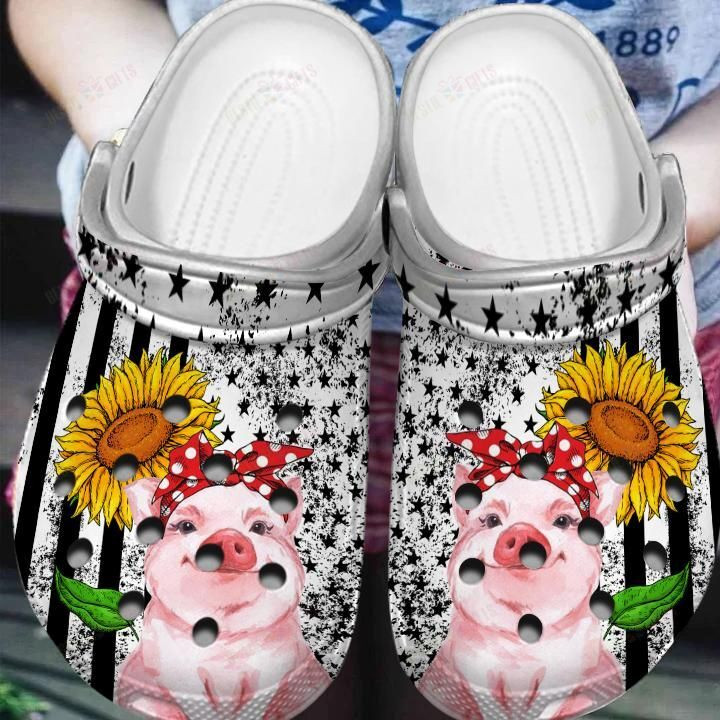 Pig Sunflower Crocs Classic Clogs Shoes