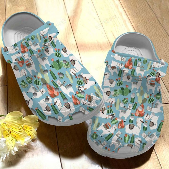 Llama And Cactus Art Crocs Classic Clogs Shoes